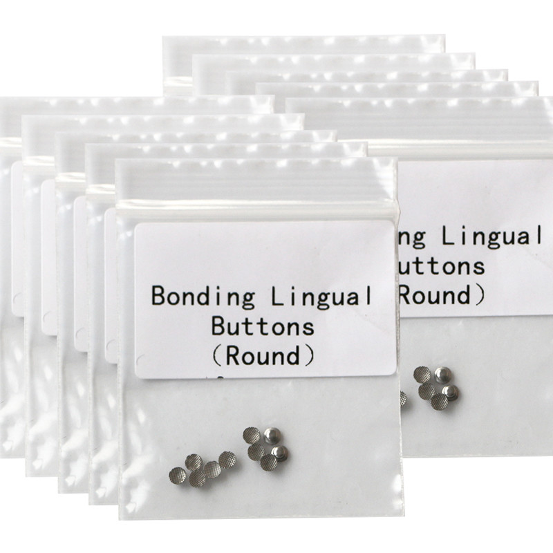 1 Pack 10Pcs Dental Orthodontic Lingual Buttons Mesh Round Base Lingual Button