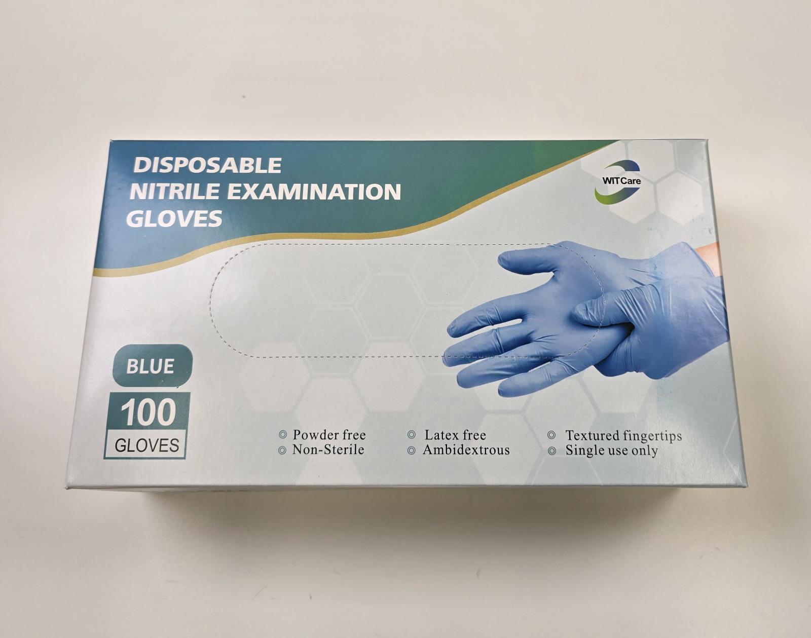 (10PK) WITCARE Disposable Nitrile Examination Gloves X-LARGE – 100 Gloves/Box