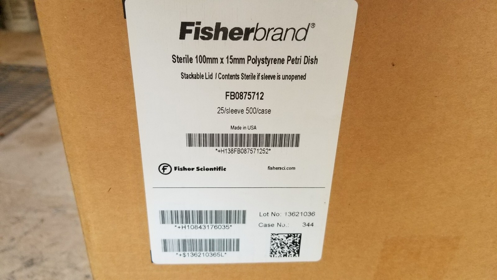 FisherBrand Fisher Scientific FB0875712 Petri Dish 100mm x 15mm Lot of 425