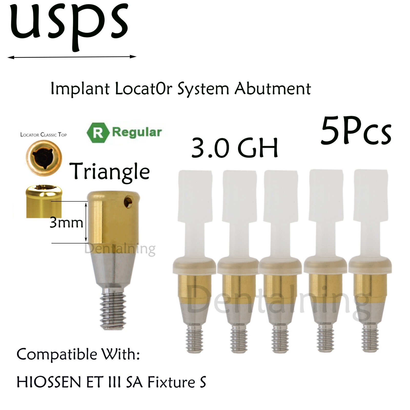 US Dental Overdenture Implant Abutment Locator Sys For Hiossen Regular 3/4/5.0mm