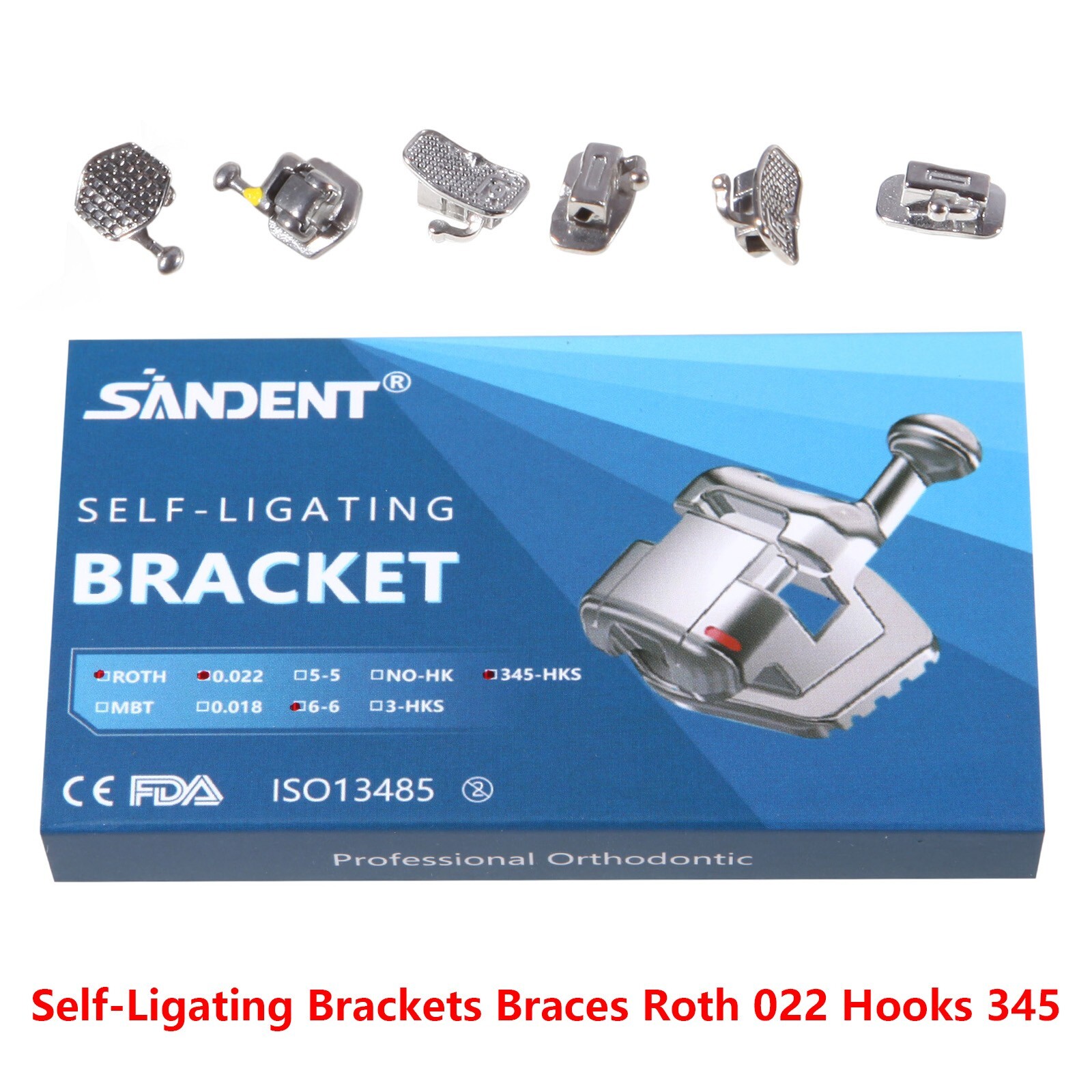 Dental Orthodontic Self-Ligating Brackets Braces Roth 022 Hooks 345 Buccal Tubes