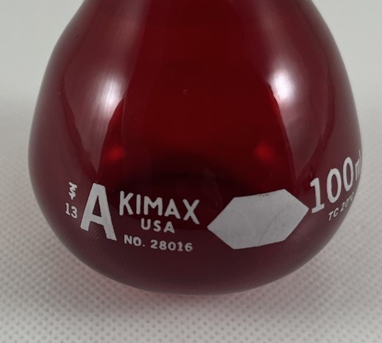 KIMAX No. 28016 100mL Class A Red Volumetric Flask USA Lab Glassware