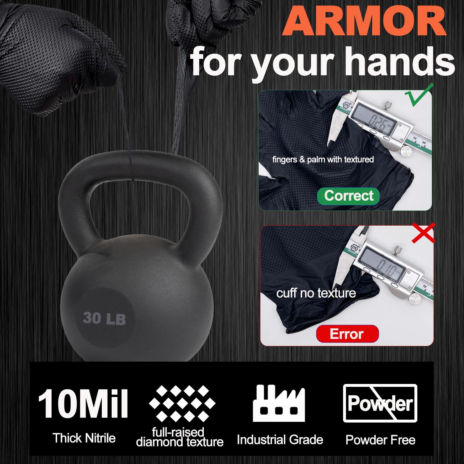 ANBOSON 10mil Nitrile-Gloves Disposable-Black Chemical-Resistant Rubber – Mechan