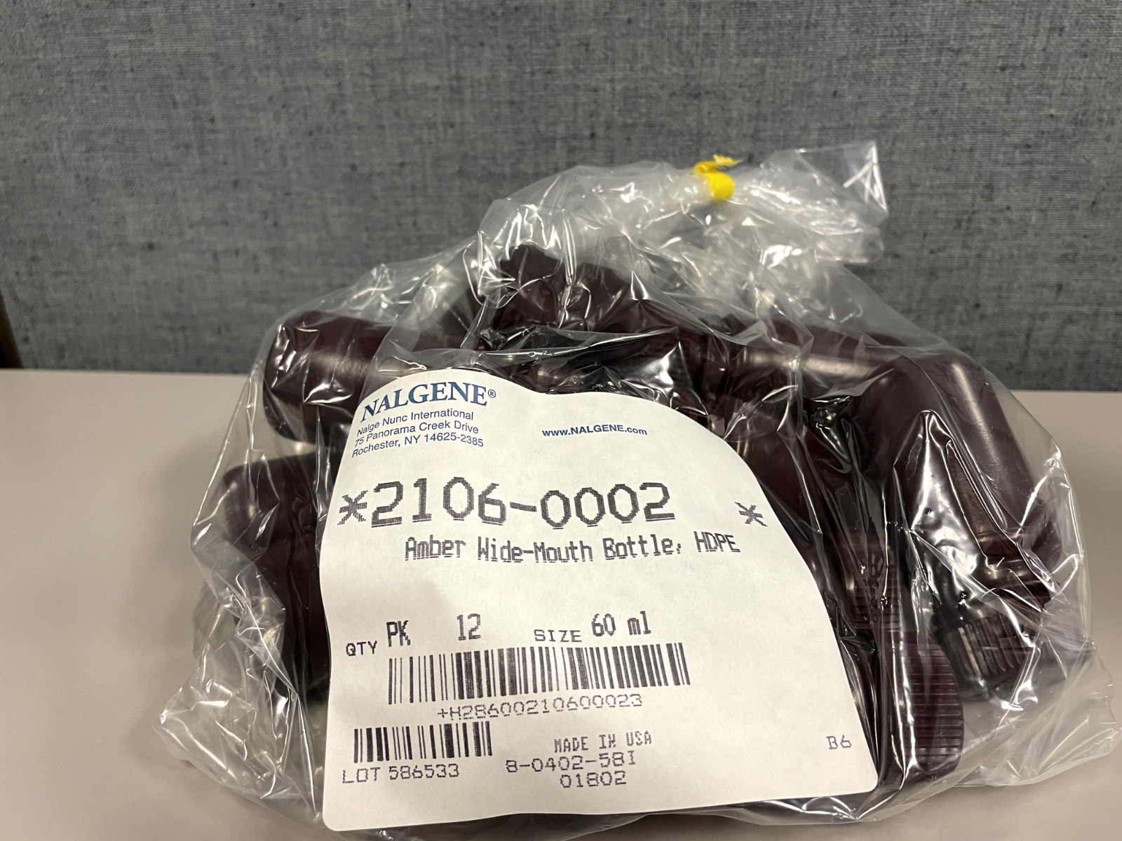 Nalgene 2106-0002 Wide Mouth 60 ml Amber HDPE Lab Quality Bottles – Bag of 12