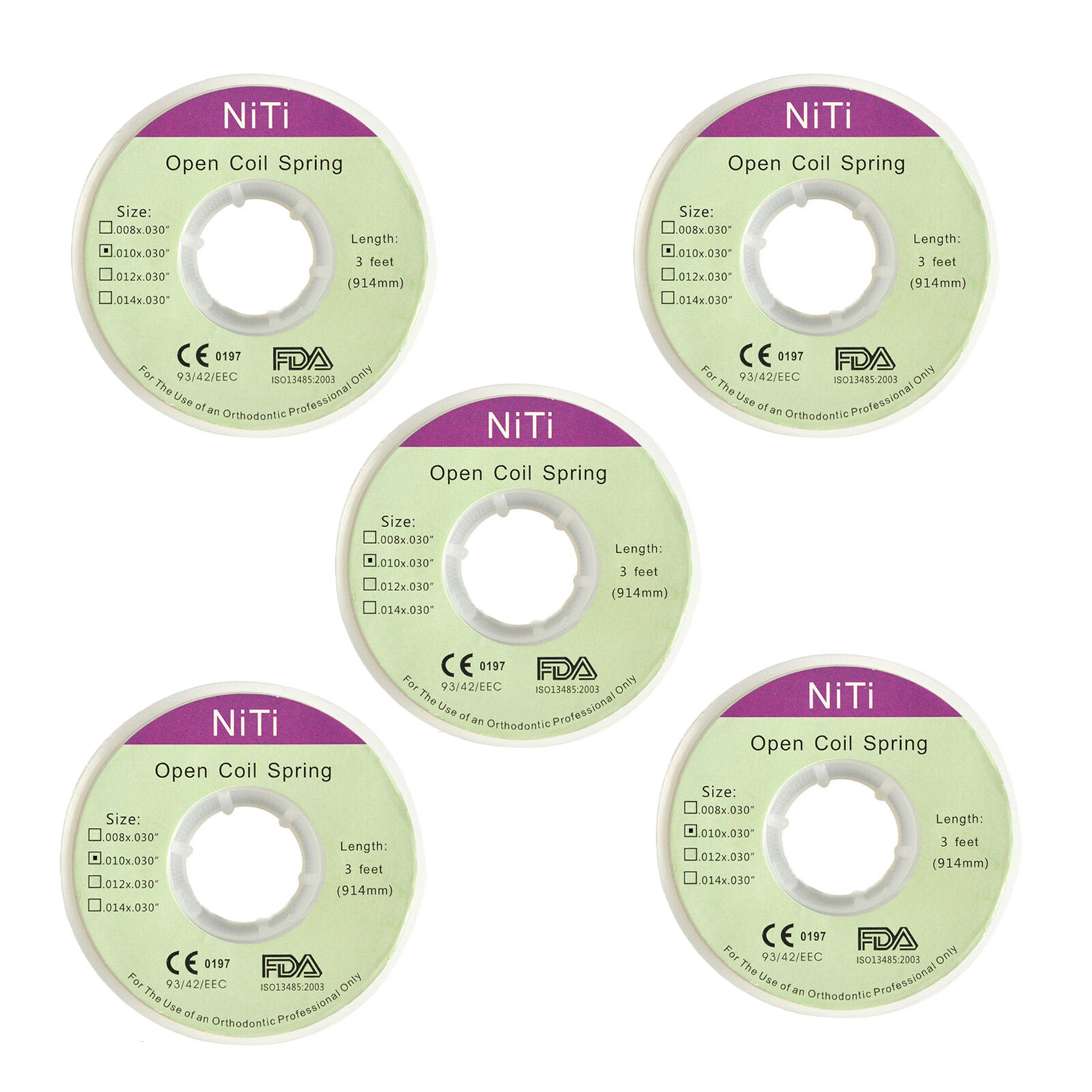Dental Orthodontic Niti Open Coil Spring Spool Dia.010/012 Inch 914 mm 3 Feet