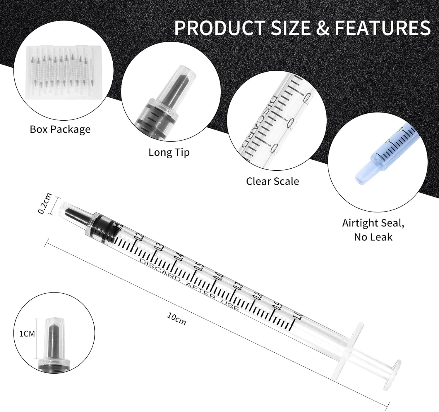 20 Pack 1ml 1cc Syringes with Caps for Glue Applicator Oil Ink Craft No Needles