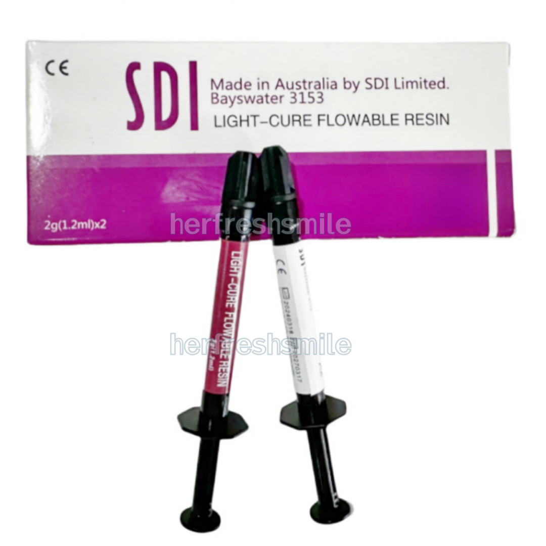 Dental SDI Light-Cure Flowable Curing Composite Resin 2 Syringe+10 Tips/Box
