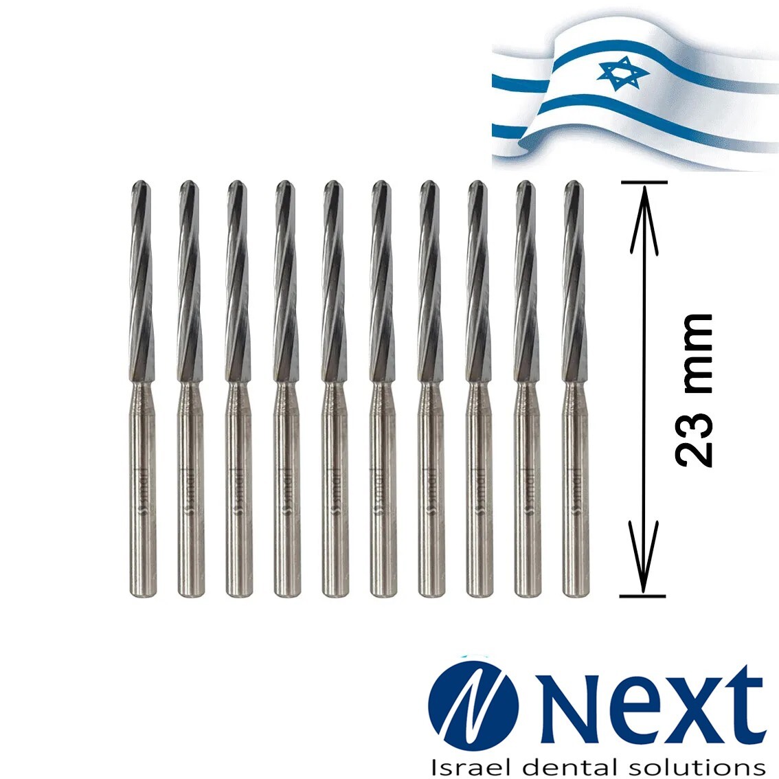 Lot X 10 Dental Zekrya Carbide Bone Surgical Cutters FG Bur 23 mm Israel silver