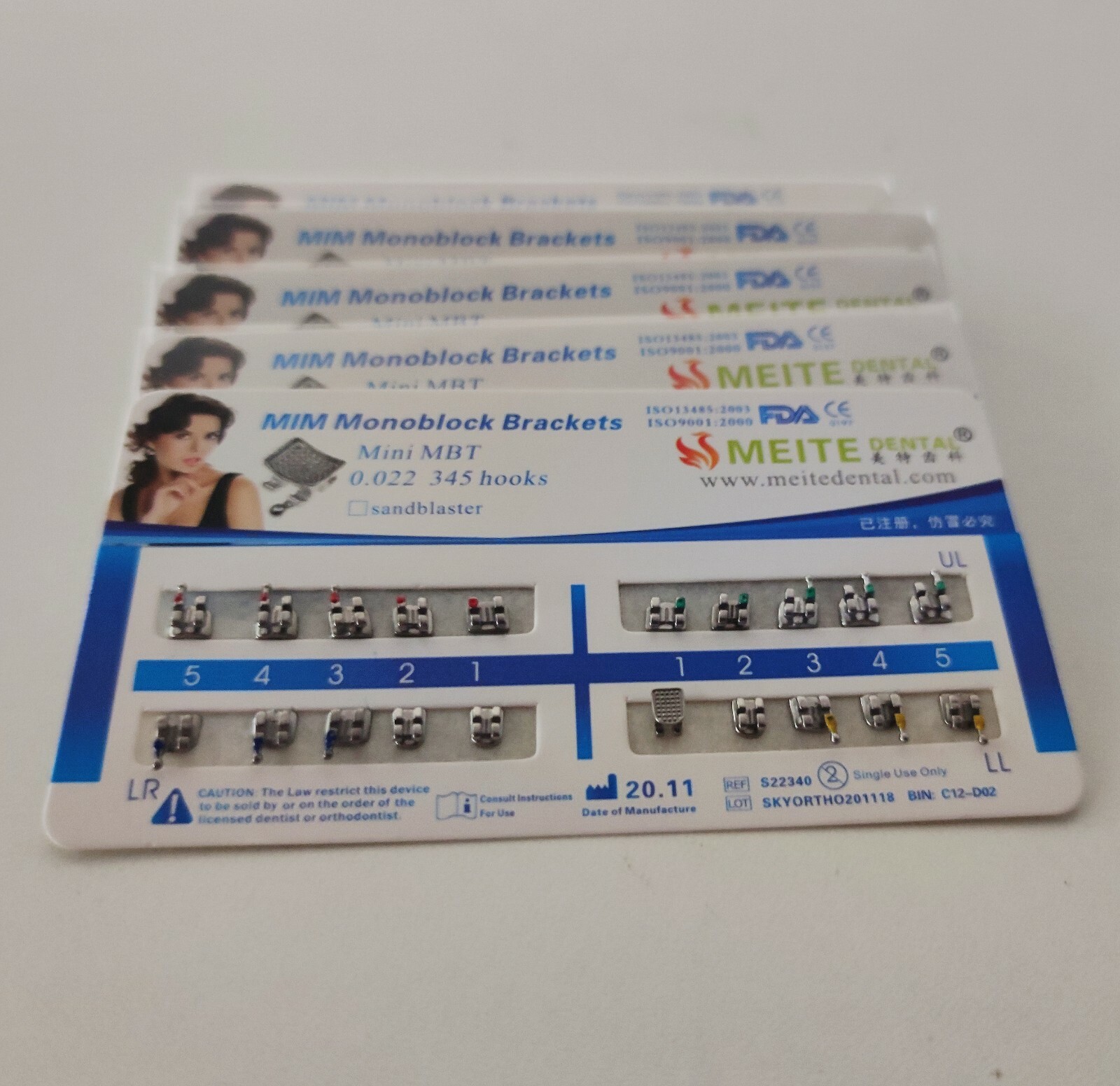 10 Sets Dental Brackets Braces Mini MBT 022 345 Hooks Mesh Base MIM Monoblock