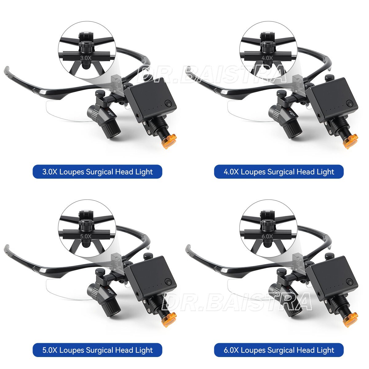 3.0X-6.0X Dental Medical Surgical Binocular Loupes Ergo +5W LED Head Light