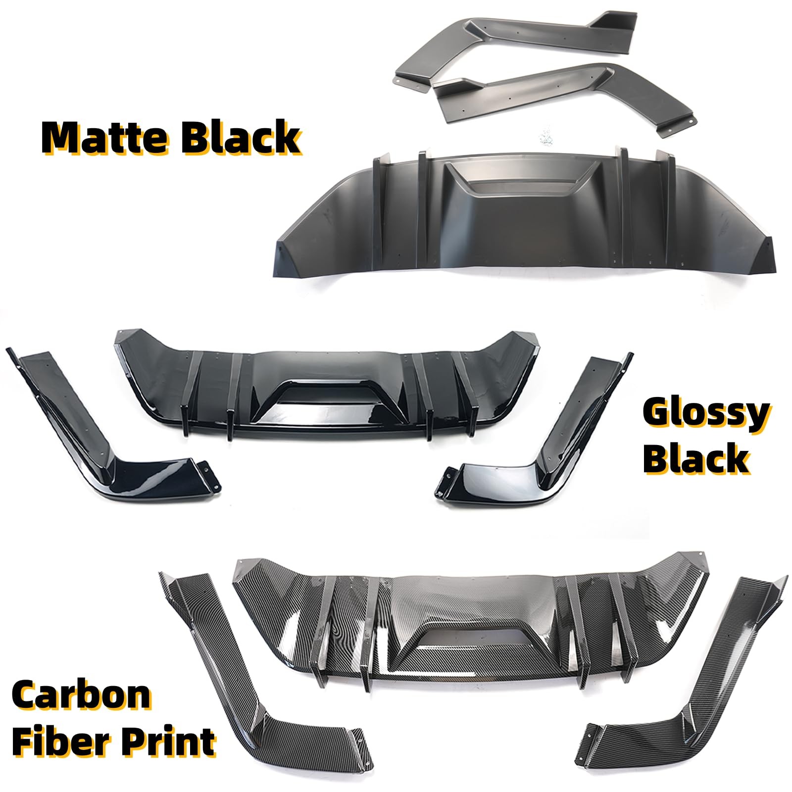 Rear Bumper Diffuser Spoiler Splitter Lip for Ford Mustang 2015-2017 Matte Black