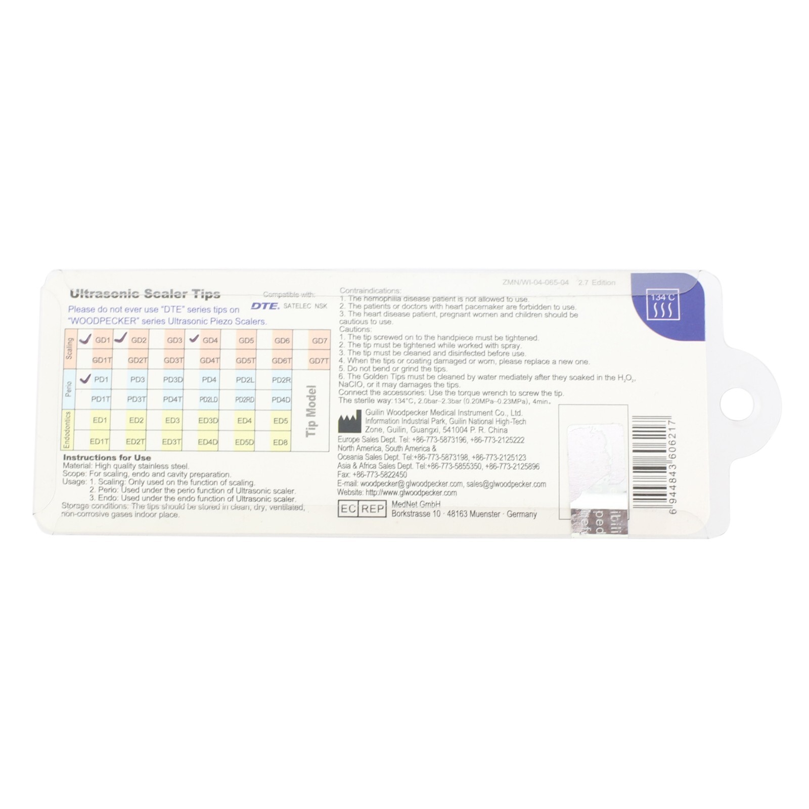 Woodpecker DTE Dental Ultrasonic Scaler Tips Kit Perio Scaling Satelec Acteon