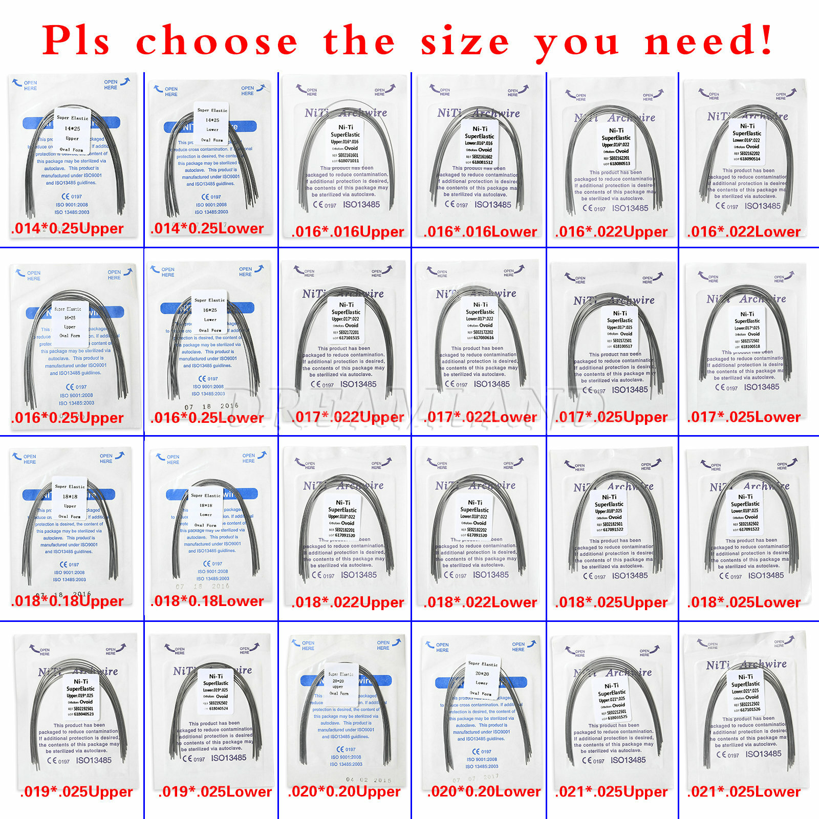 10pc/pack Dental Ortho Arch Wire Stainless Steel Rectangular All Size
