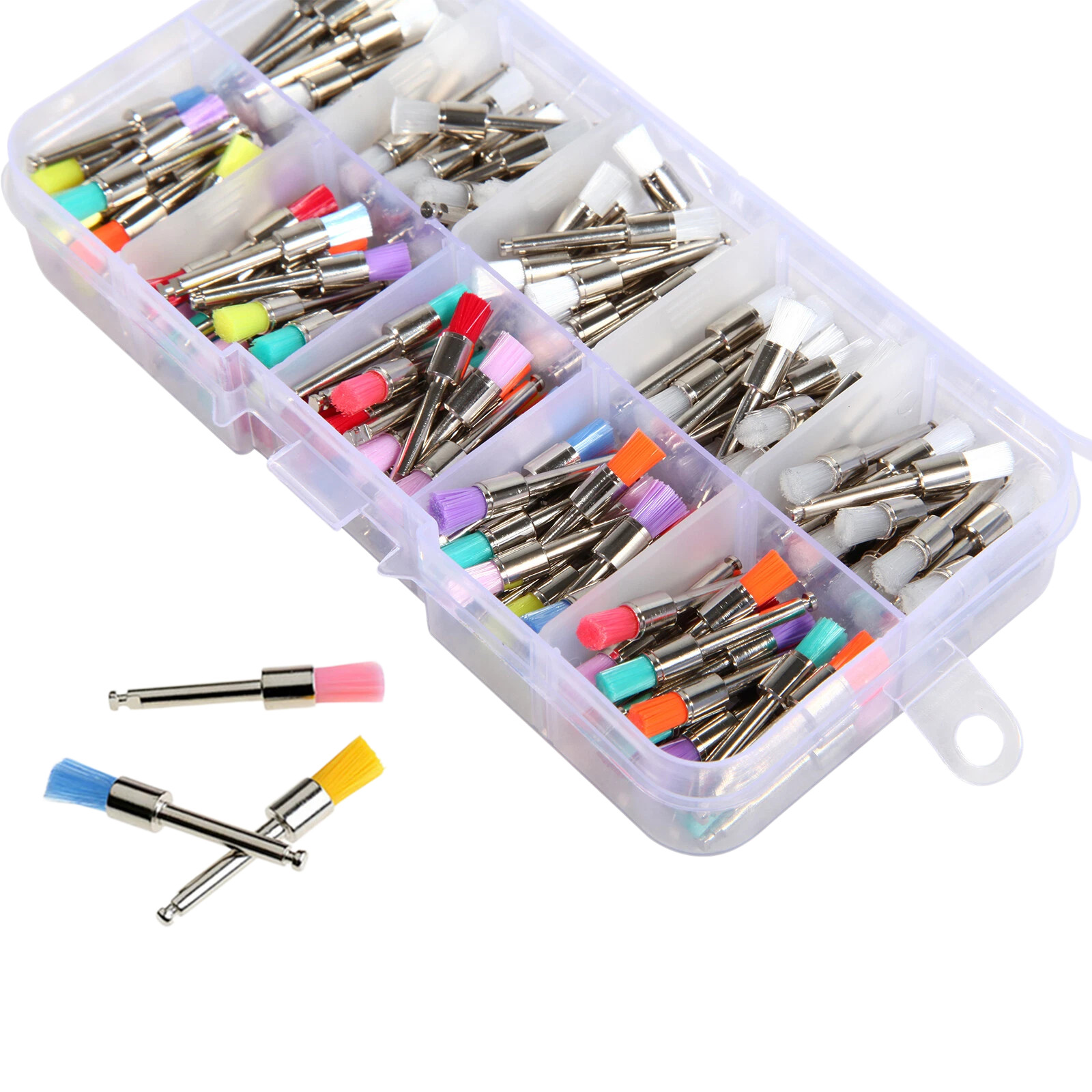 200pcs Mixed Dental latch type prophy polishing brush flat tapered Brushes types