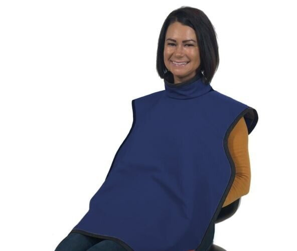 LEAD APRON ADULT WITH COLLAR, ROYAL BLUE, NEW