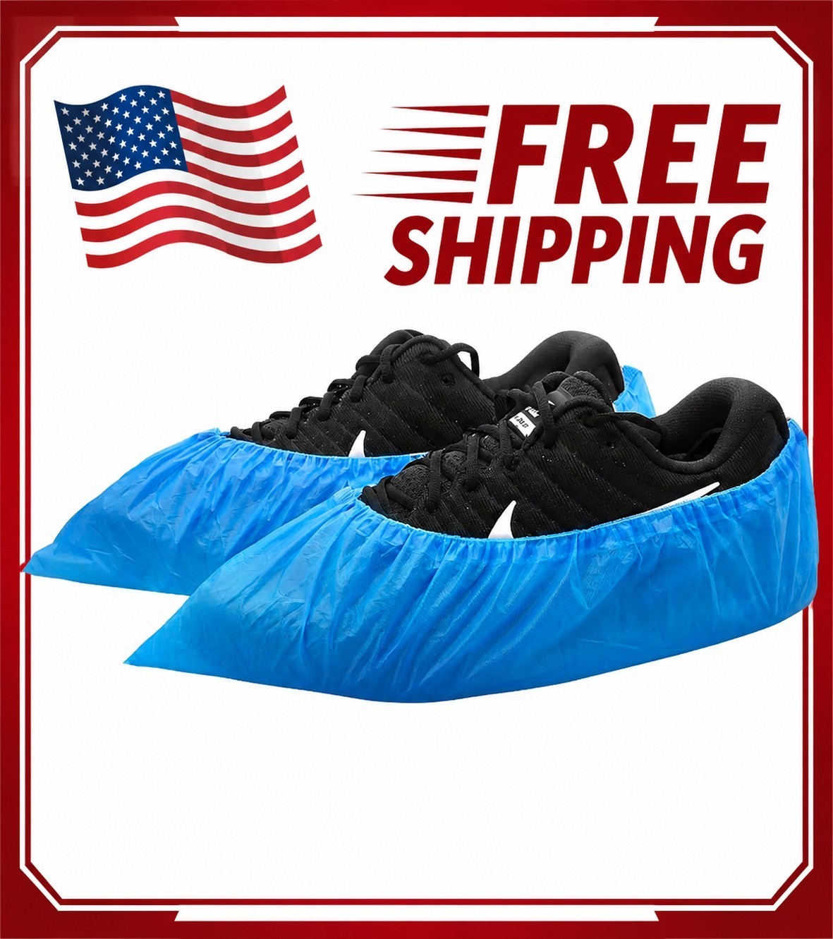 100Pack Disposable Shoe Covers Non Slip Waterproof CPE Booties Overshoes Blue 50