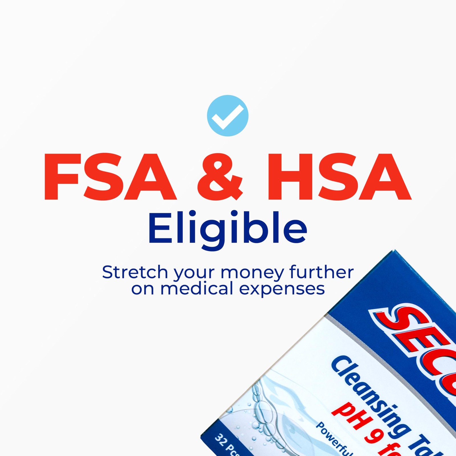 Secure Daily Cleansing Tablets – pH 9 Formula 32 Count (Pack of 2), White
