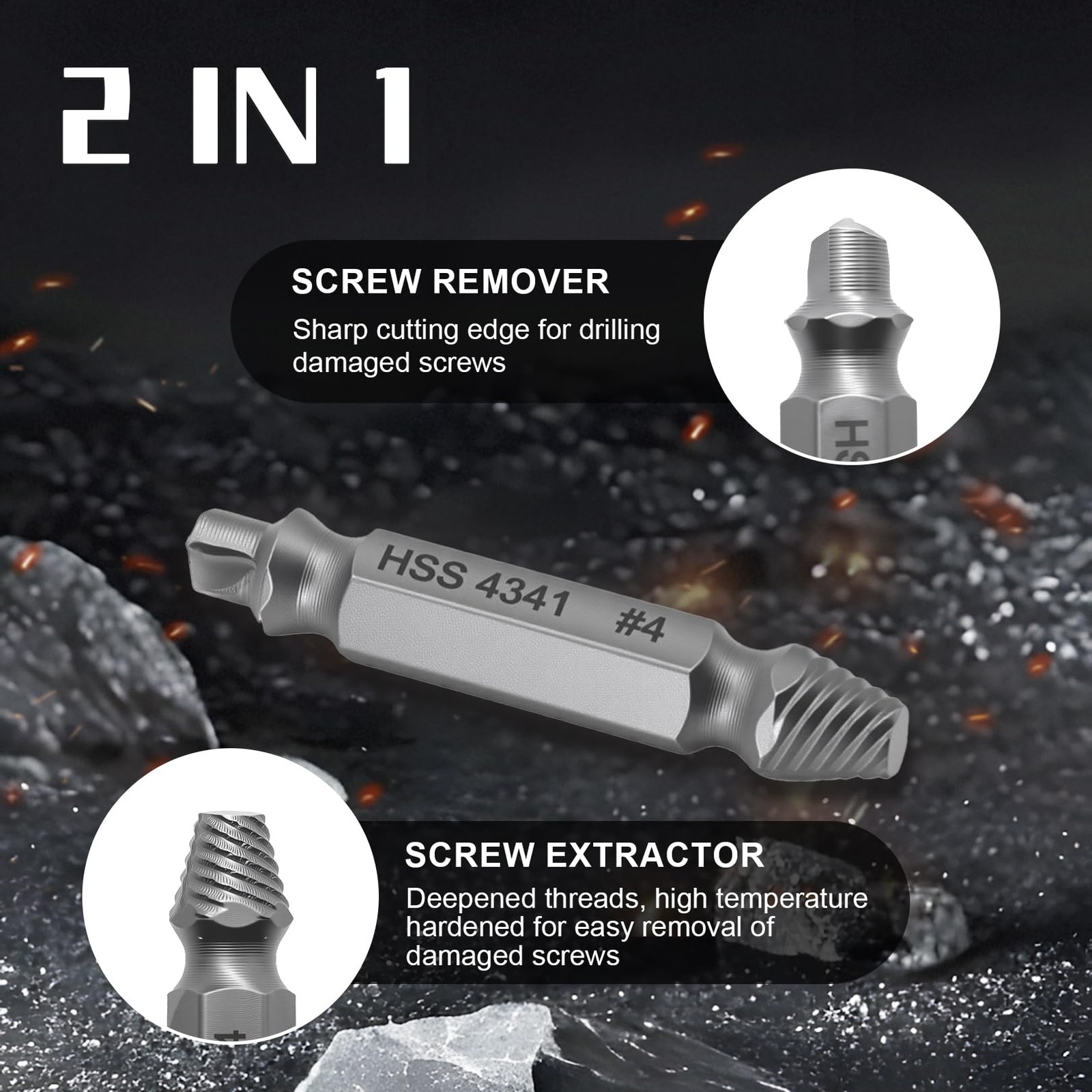 Damaged Screw Extractor Set 6PCS, Stripped Screw Extractor, Easy Out Removal of
