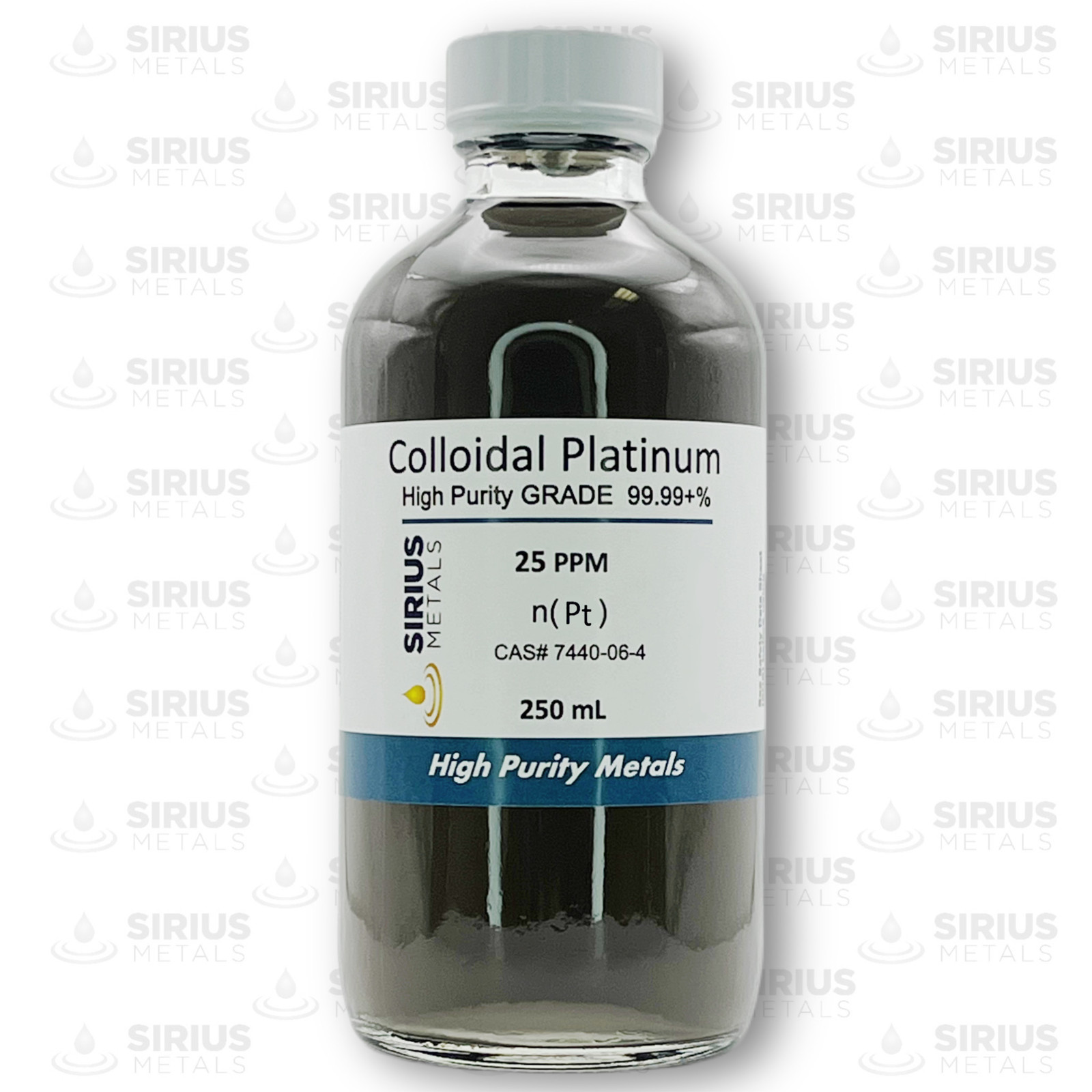 True Colloidal Platinum NanoParticles (PtNPs): 25 ppm – 250 mL in Glass