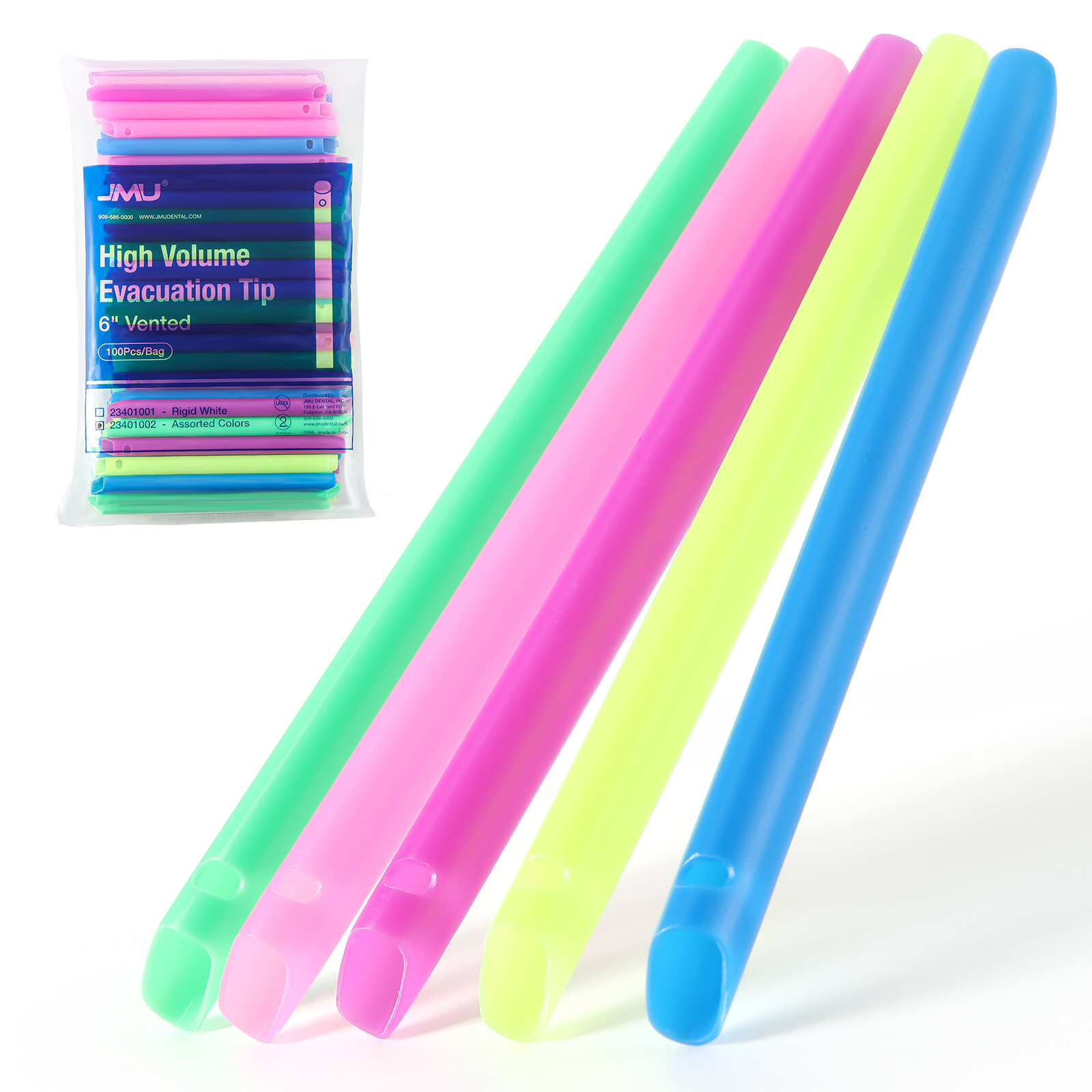 1000pcs Dental HVE High Volume Evacuation Speed Suction Tips, 6″ Vented Assorted