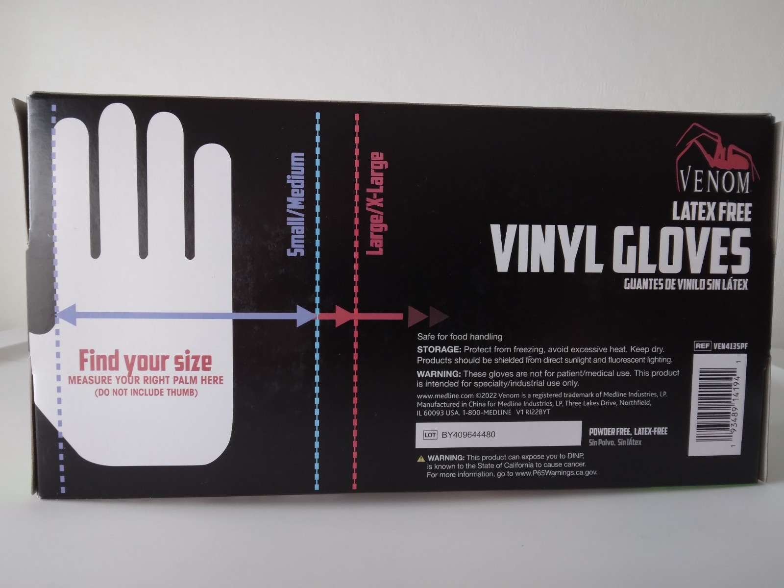 Venom L/XL Powder-Free Vinyl Gloves – 100 Count