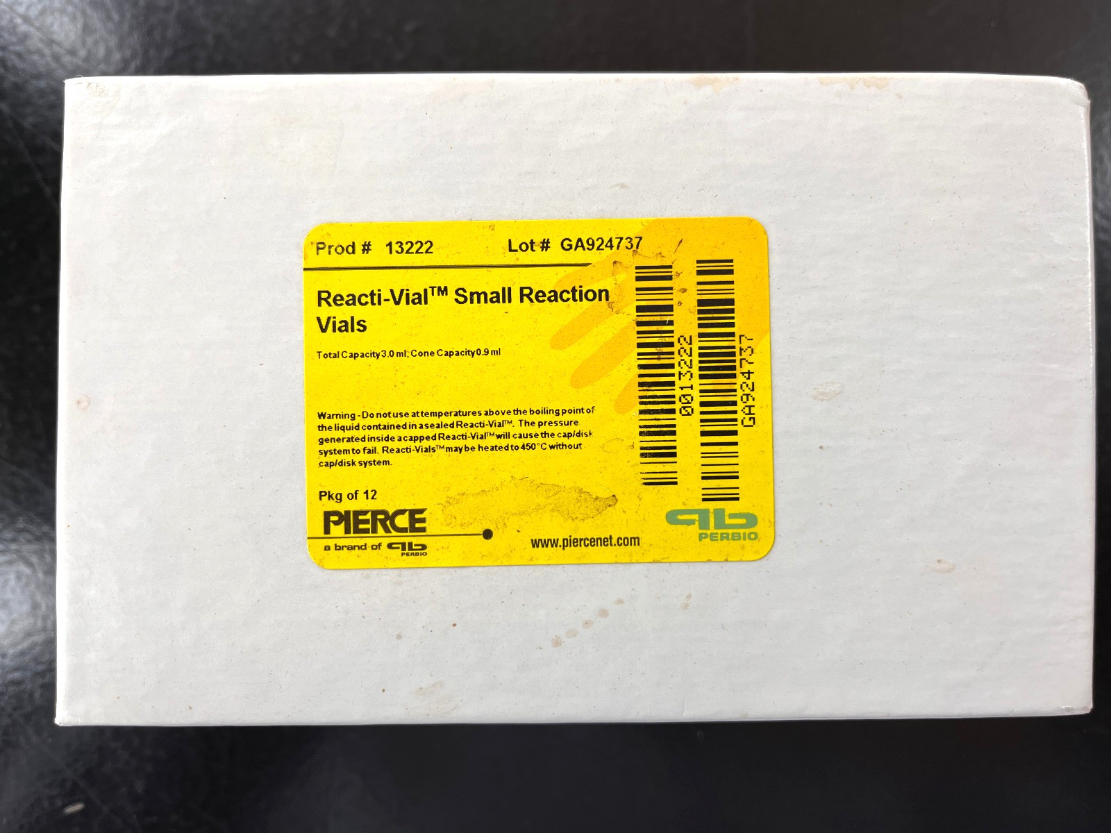 Pierce Reacti-Vial 3.0mL Small conic reaction Vials (Box of 12) 13222
