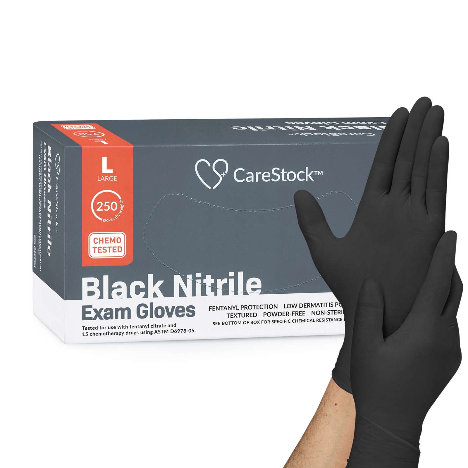 CareStock Nitrile Exam Glove Standard Cuff Length LARGE CS2776 250 per Box