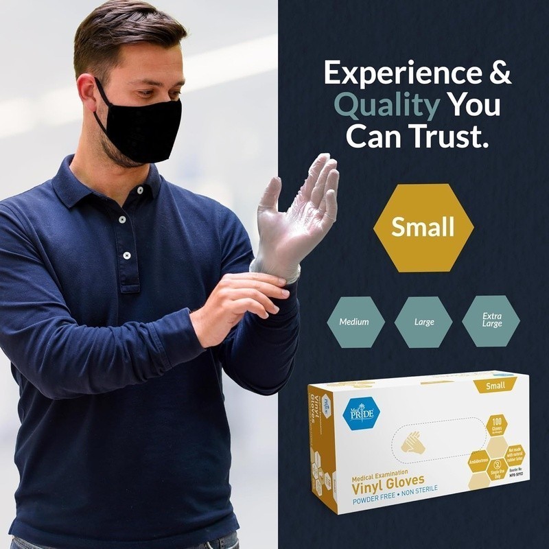Medical Vinyl Examination Gloves Small Disposable Heavy Duty Food Grade 100 Pack