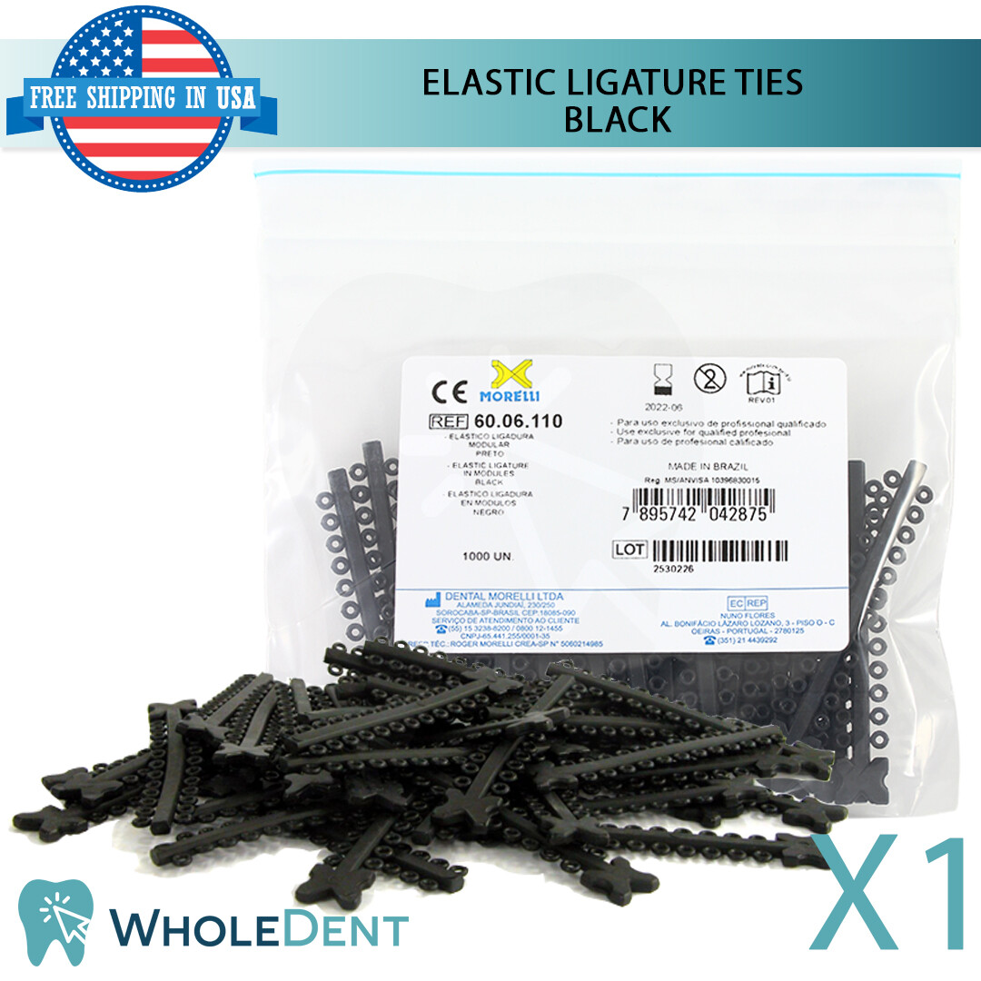 Orthodontic Dental Elastic Ligature Modules Black Brackets Tooth Morelli
