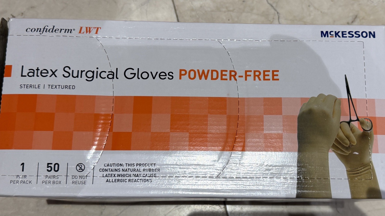 McKesson confiderm sterile Latex Surgical Glove Length SIZE 7 / 50 per Box