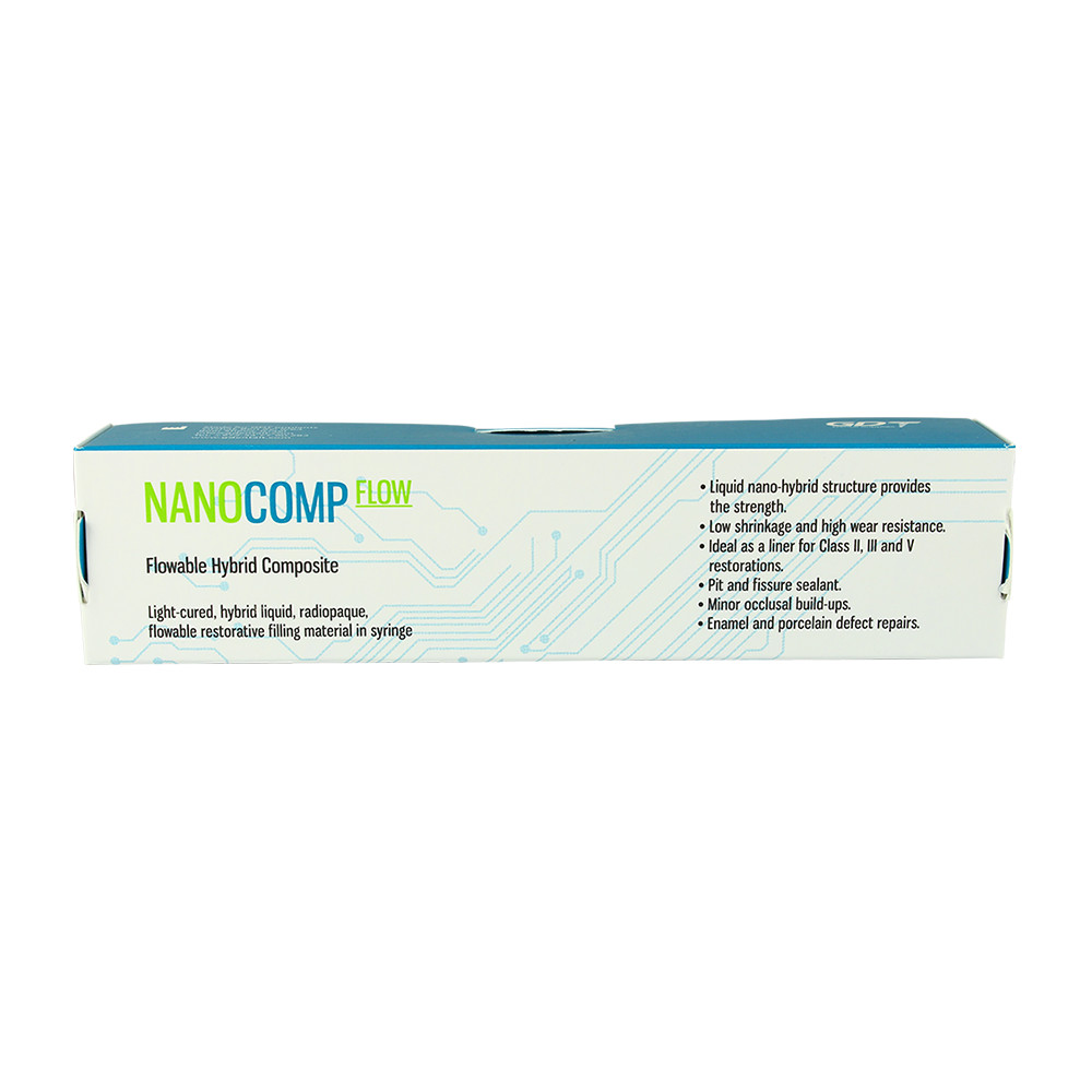 NanoComp Dental Light Cured Universal Flowable Composite Resin 8x2g Shade A2