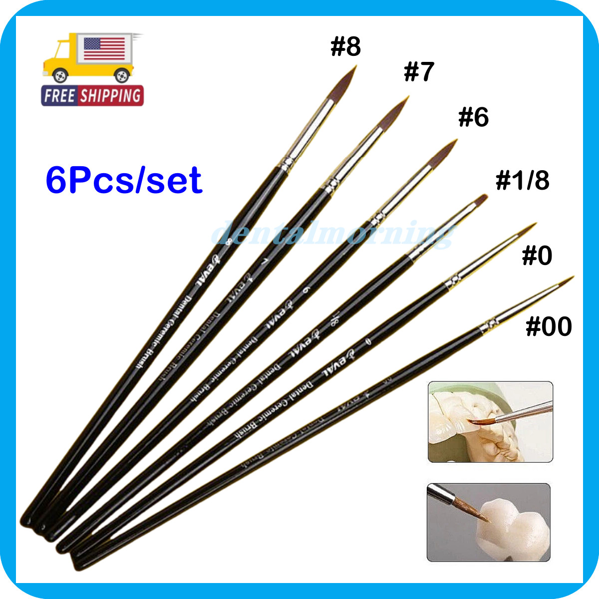 6pcs/set Dental Brush Pen Resin Shaping Brushes for Adhesive Porcelain Teeth