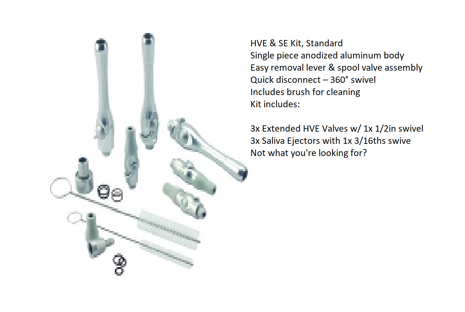 DCI Dental, HVE & SE Set Combo Saliva Ejectors Valves Single piece aluminum body