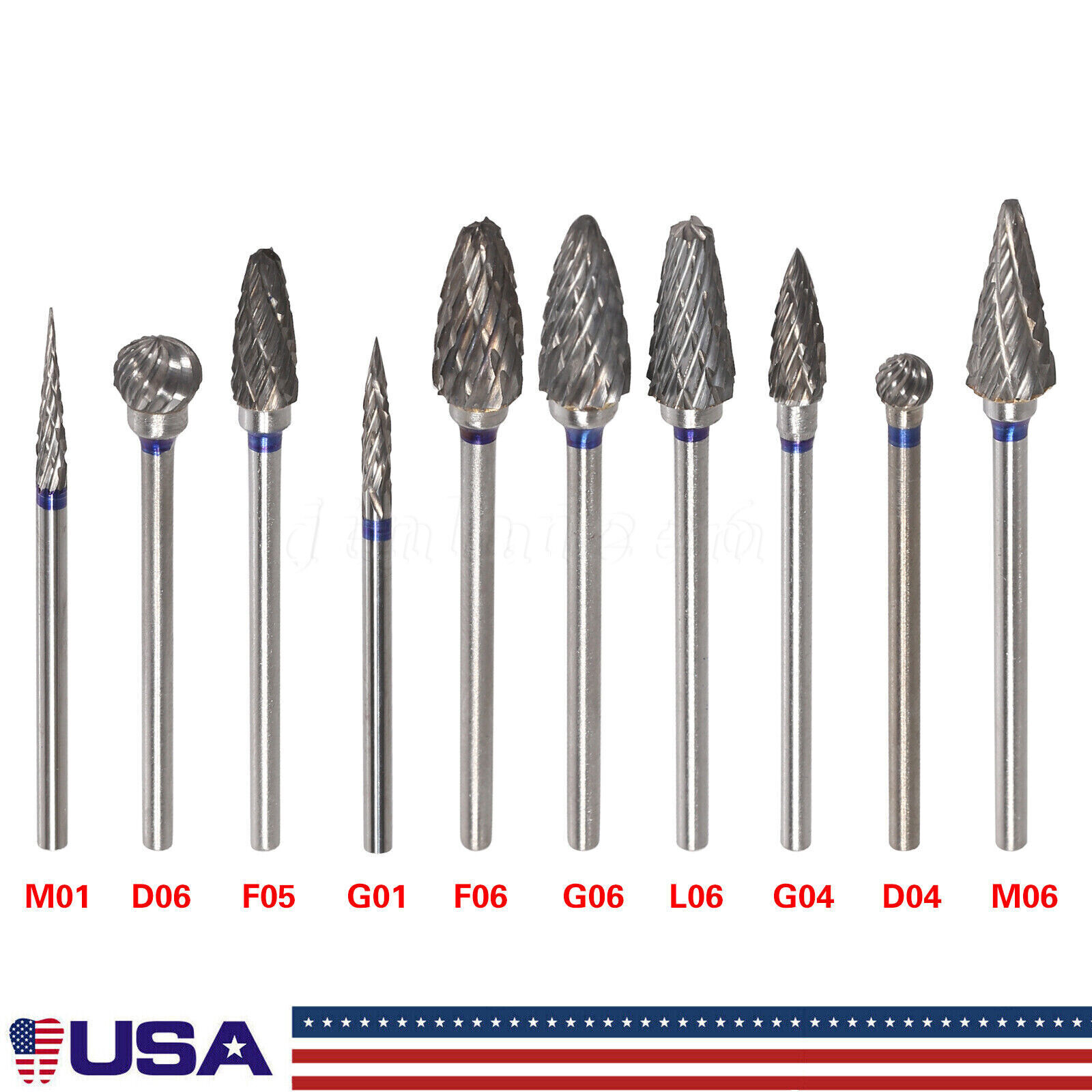 10 Pcs Tungsten Carbide HP Dental Acrylic Bur Drill Coarse Cutter 2.35mm Shank