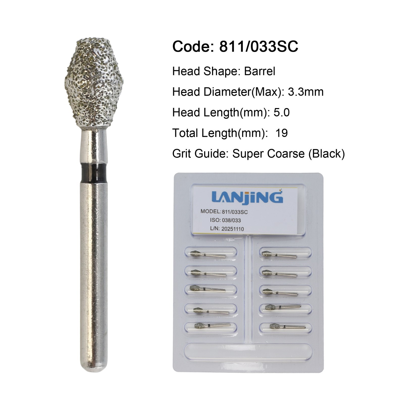 Dental Diamond FG Burs Round End Taper Cylinder Football Pear Barrel High Speed