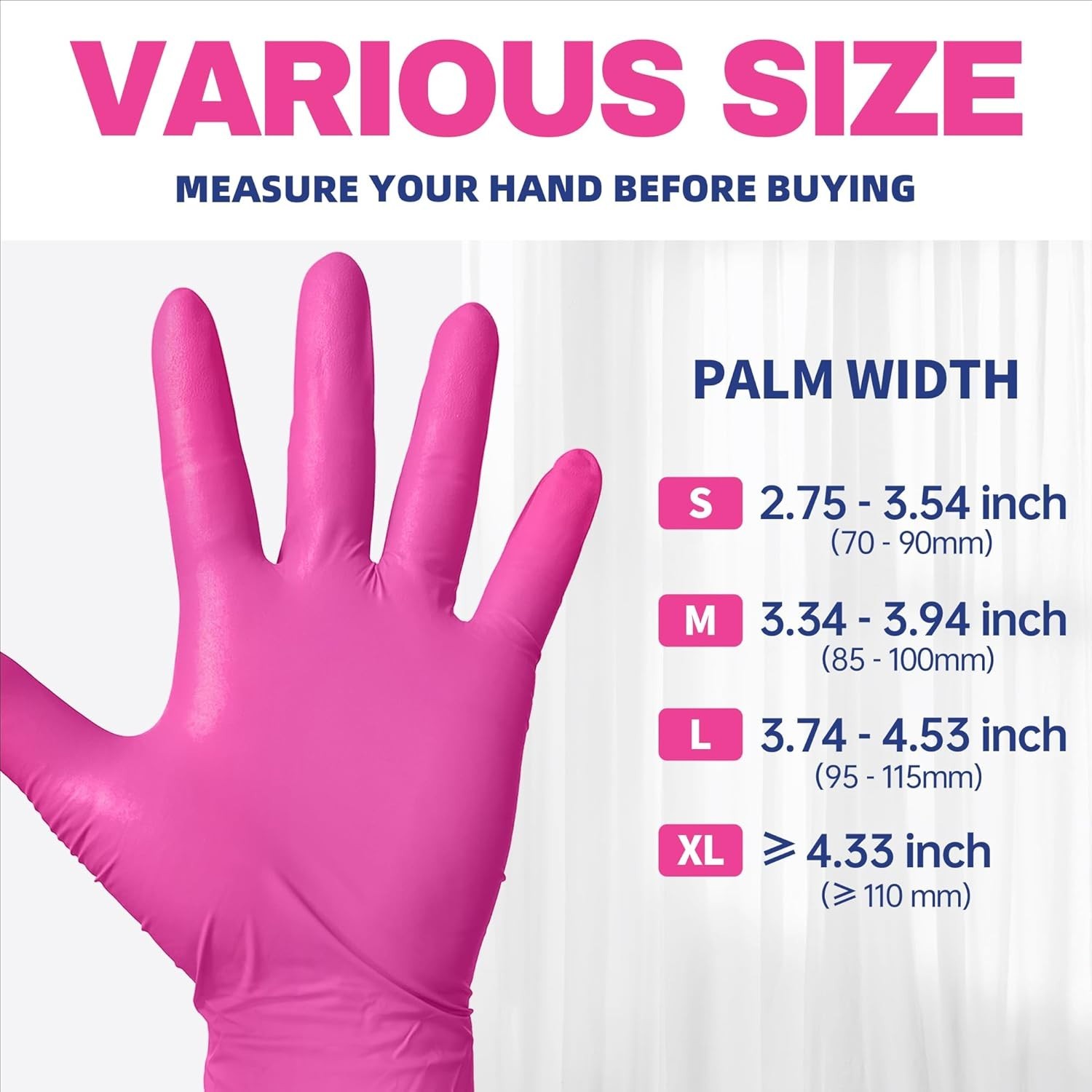 Stylish Hot Pink Nitrile Gloves, 100ct – Waterproof, Latex-Free for All Tasks