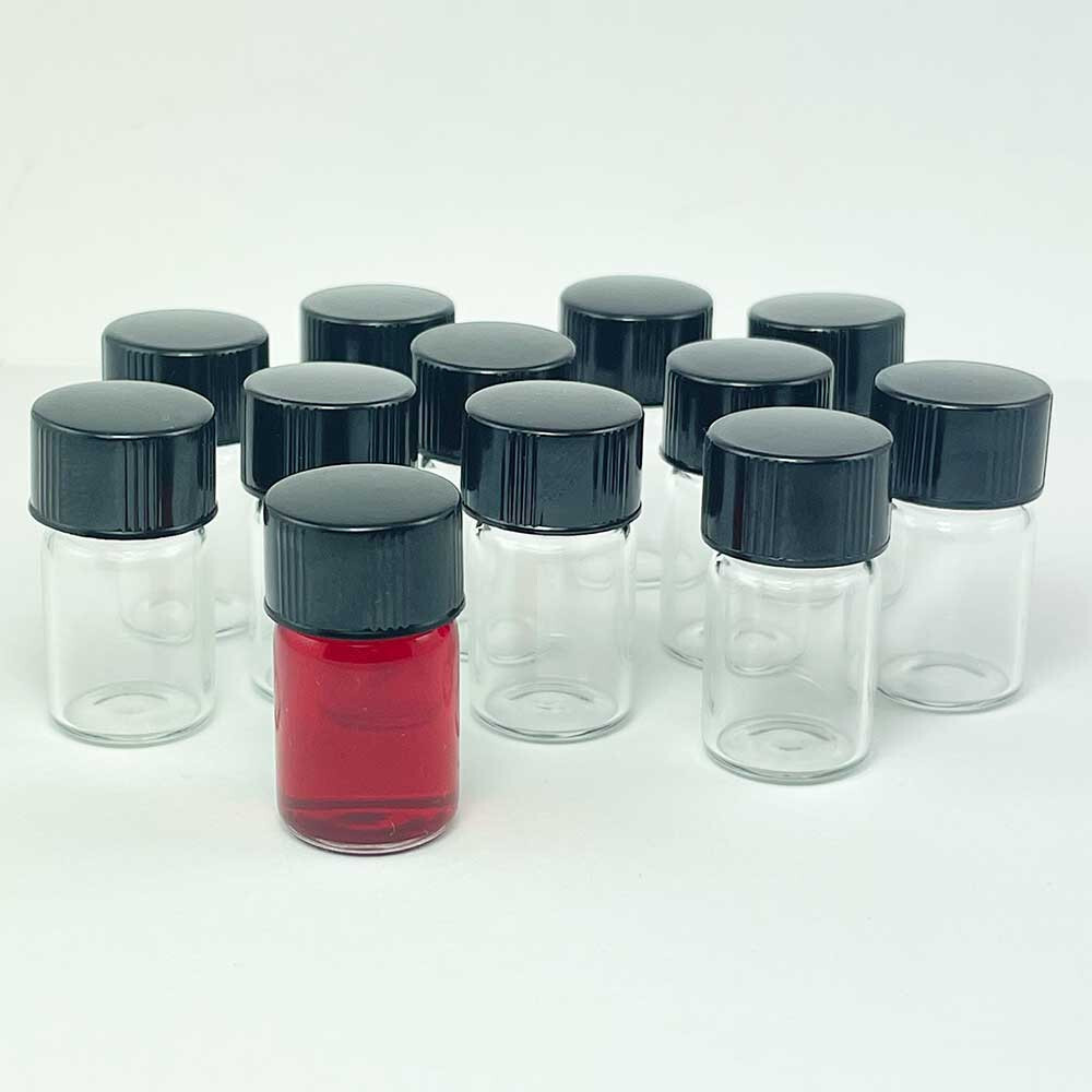 Clear Glass Vials, 5/8 dram, Pk/12 with «Polyseal» screw-on lid