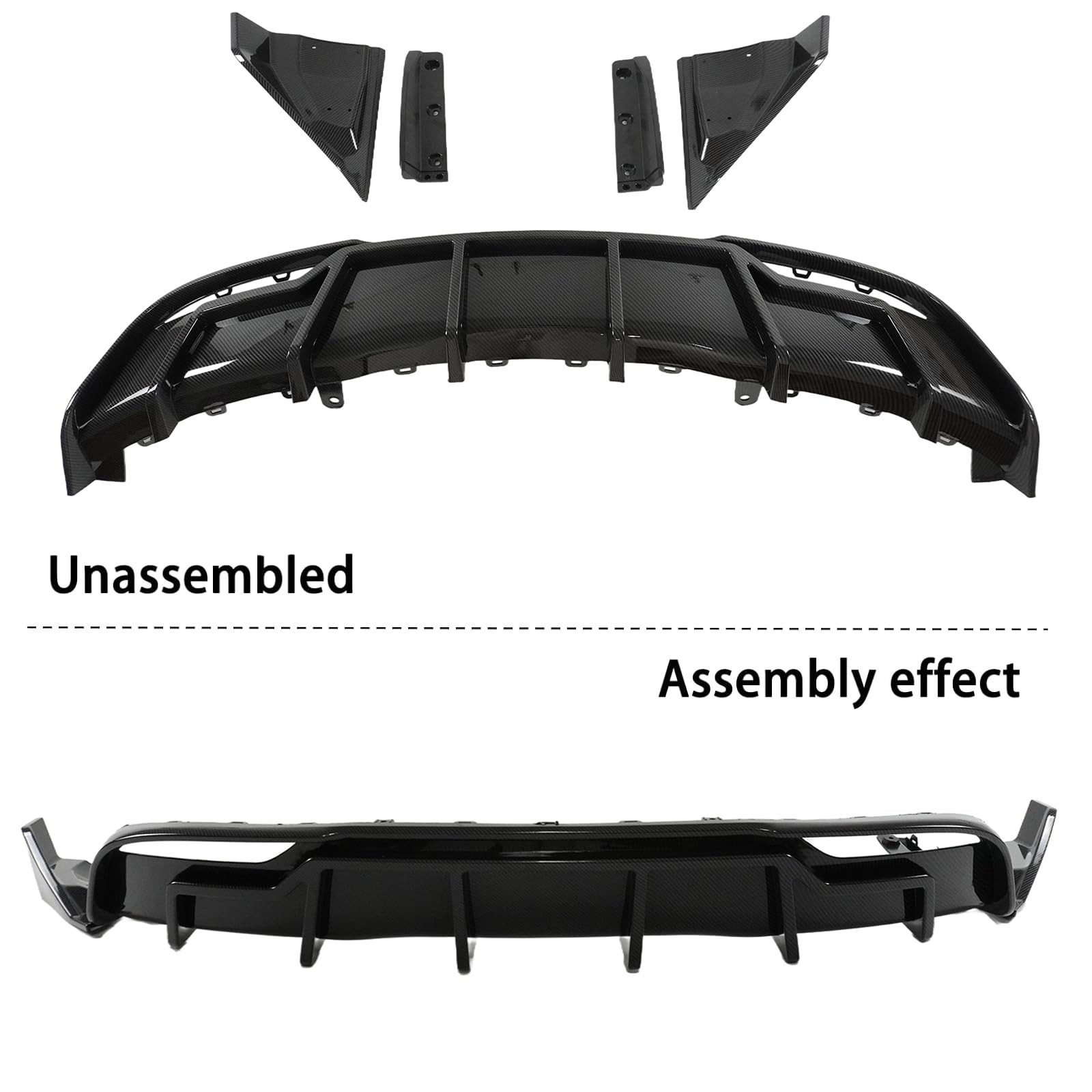 Rear Bumper Diffuser Lip 5PCS Tesla Model 3 Highland 2024-2025 ABS Carbon Fiber