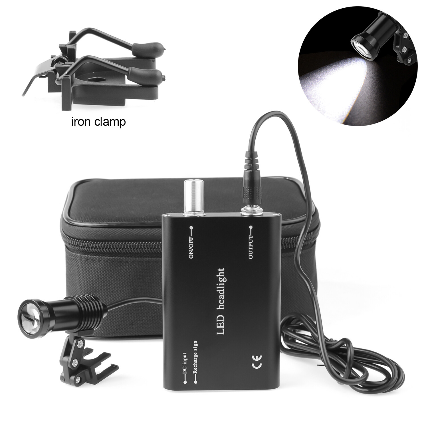 Dental 5W Headlight High Power Two Clips+Light Shield for Loupe Magnifier DY-009
