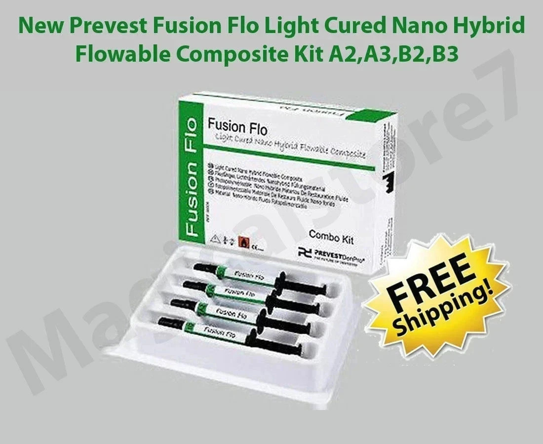 Fusion Flo Light Cured Kit Universal Nano Flowable Dental Composite 4X Syringes