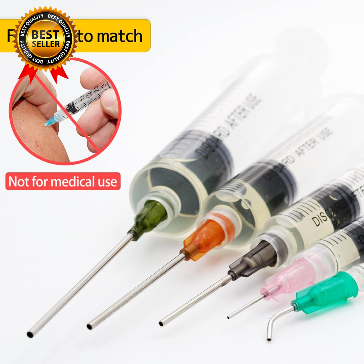 Glue Applicator Syringe with Blunt Tip and Cap for Liquid