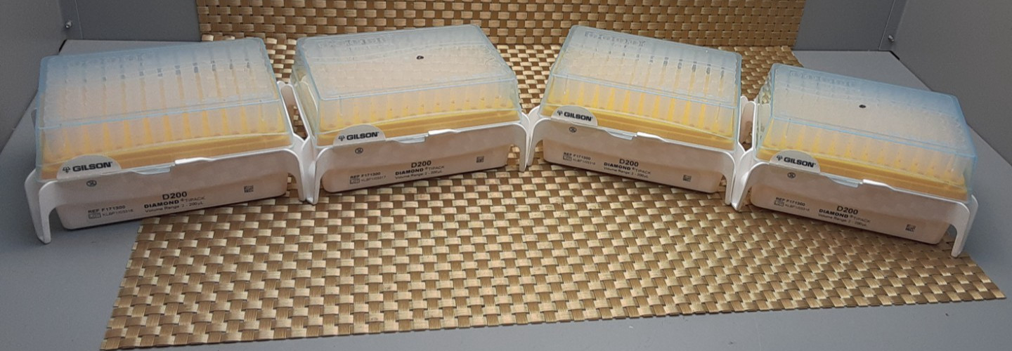 GILSON for Pipetman-2-200ul Diamond TIPACK(Lot of 4 racks)(384 tips) F171300