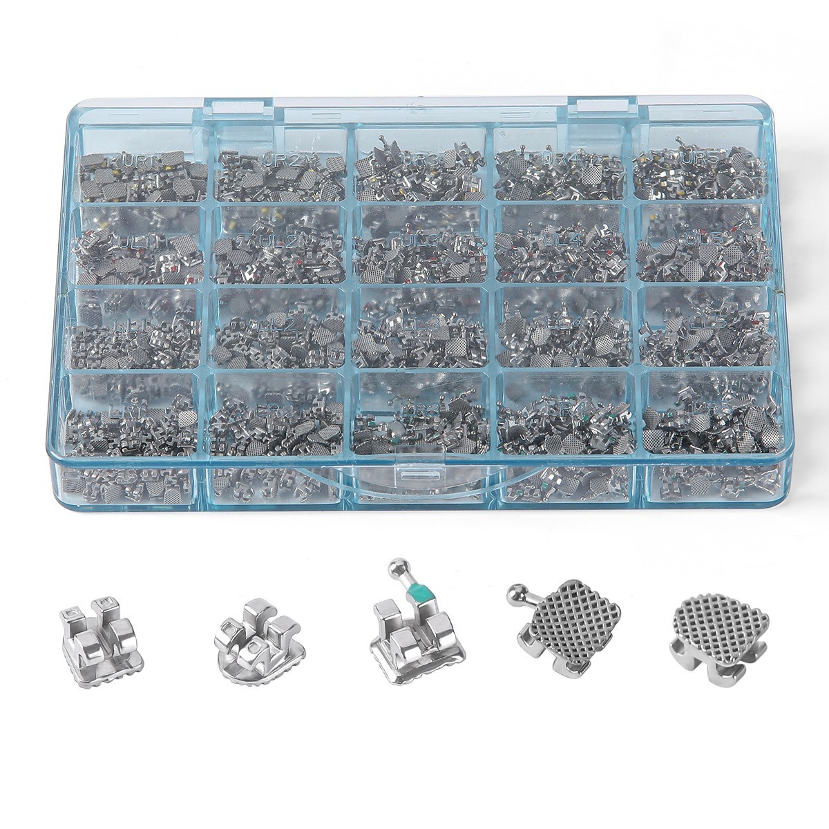 5 Bags Dental Orthodontic Traction Chain Silver Round Button with Chain AZDENT