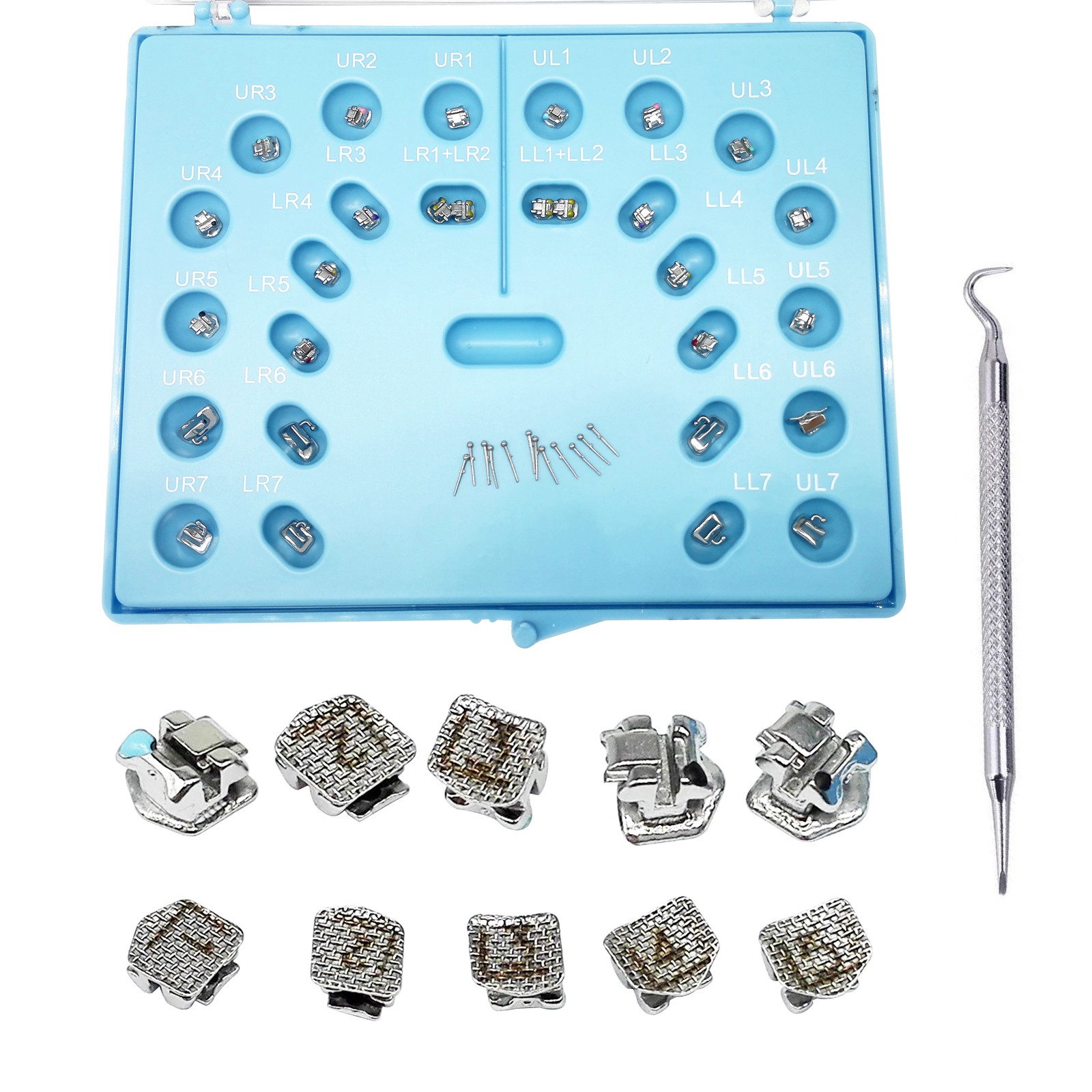 Dental Orthodontic Self-Ligating Brackets Metal Mesh Roth/MBT 022 Active Hook