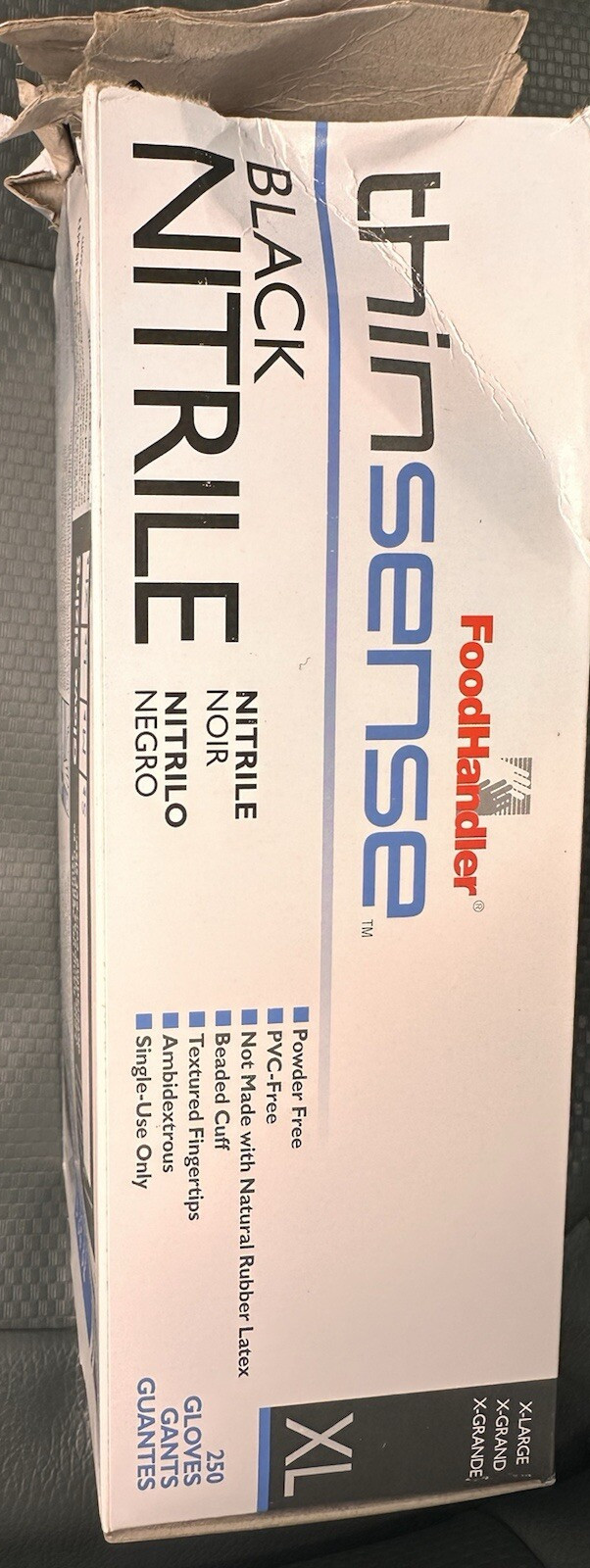 Food Handler Thinsense Disposable Nitrile 250 Gloves 250 Count Black DAMAGE Lot