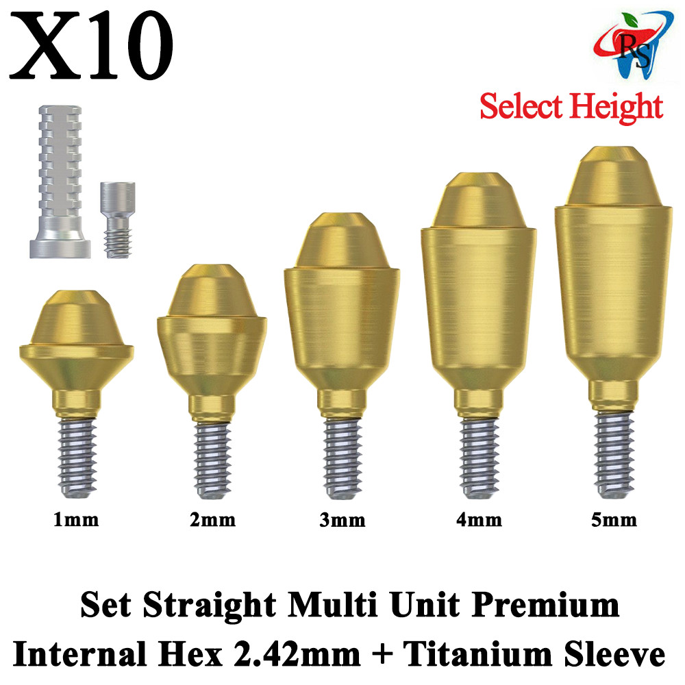 10x Set Straight Multi-Unit 1.6 RP Int Hex 2.42mm + Titanium Sleeve Fixture