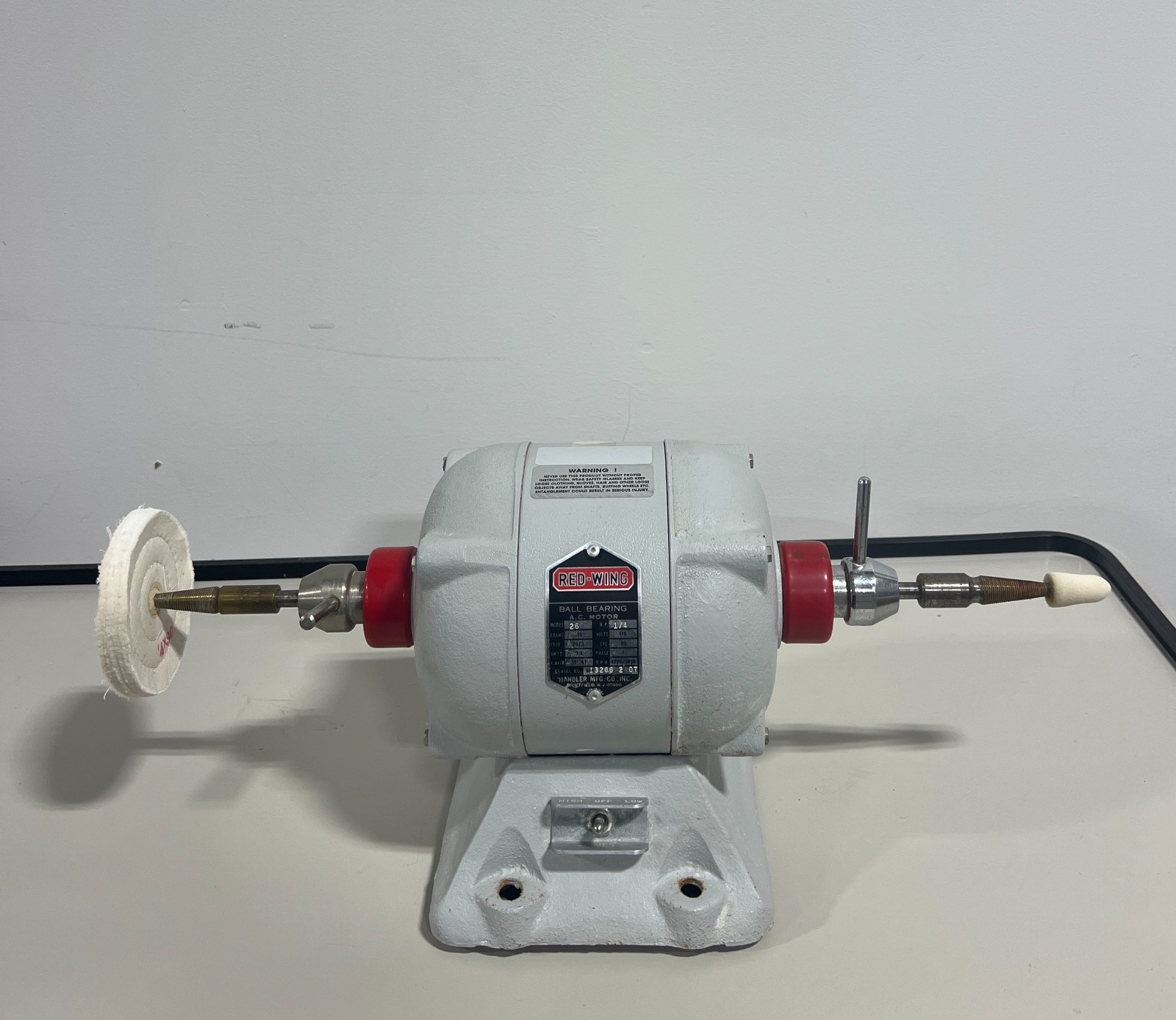 Handler Red-Wing Model 26 High Base Lathe/Motor with Attachments