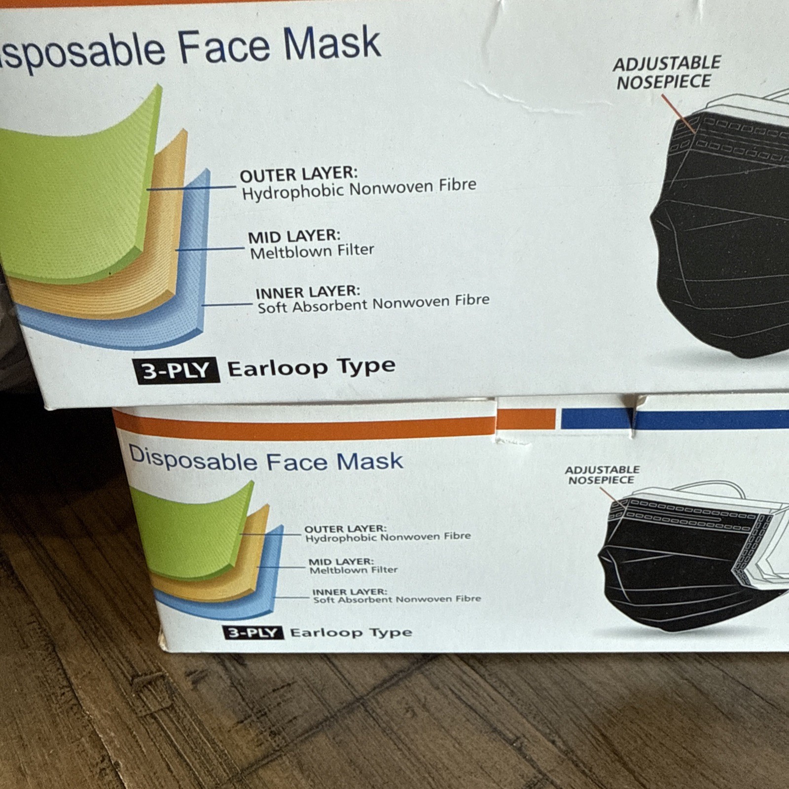 2 Boxes Of 50 Black Disposable Face Masks