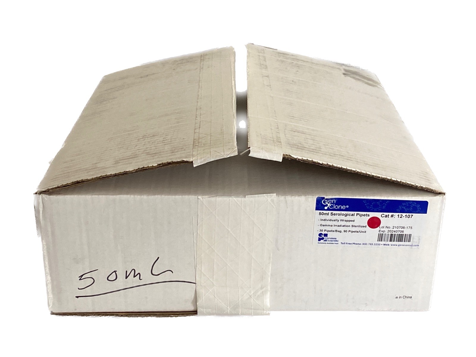 (90/Cs) GENESEE GenClone 50mL Serological Pipets Individually Wrapped 12-107