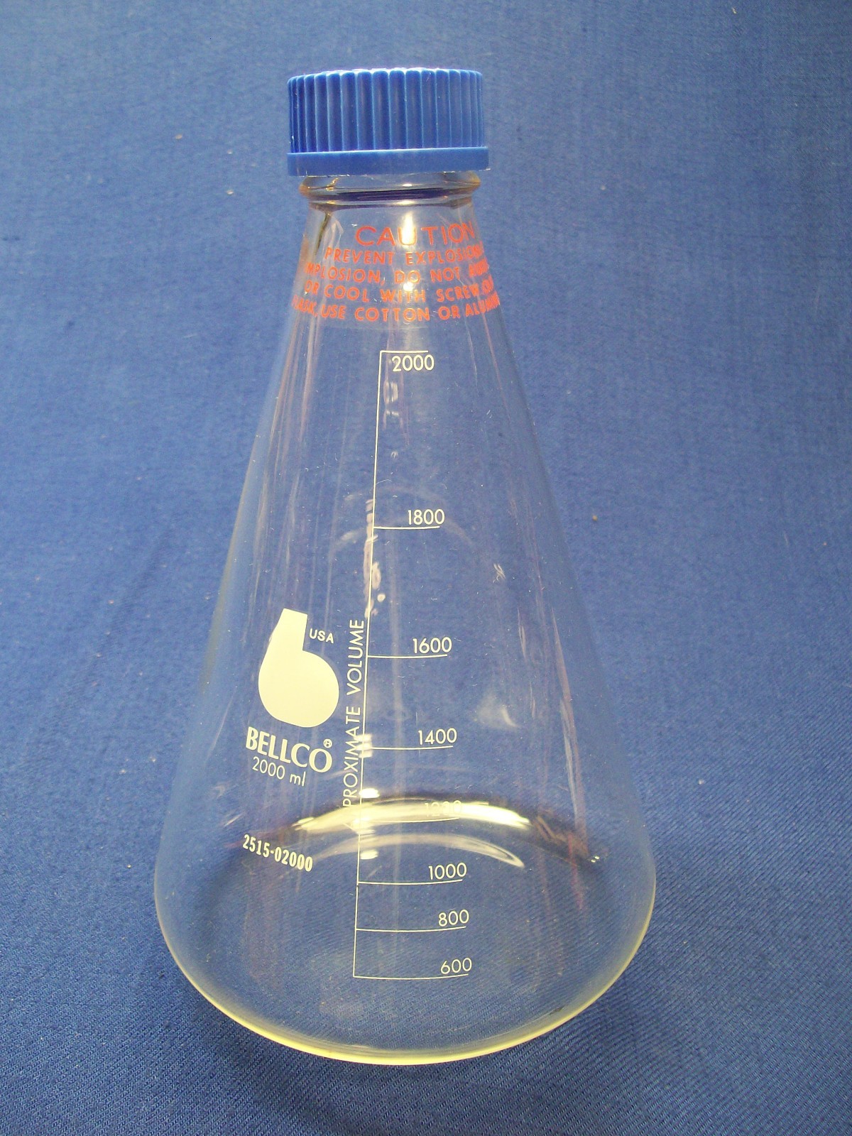 Nice BELLCO 2000 ml Screw Top Erlenmeyer Flask No. 2515-02000 With Cap Carafe